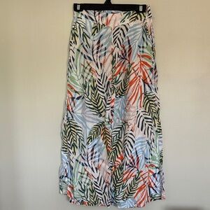 Tahari Multicolor Leaf Print linen pants
